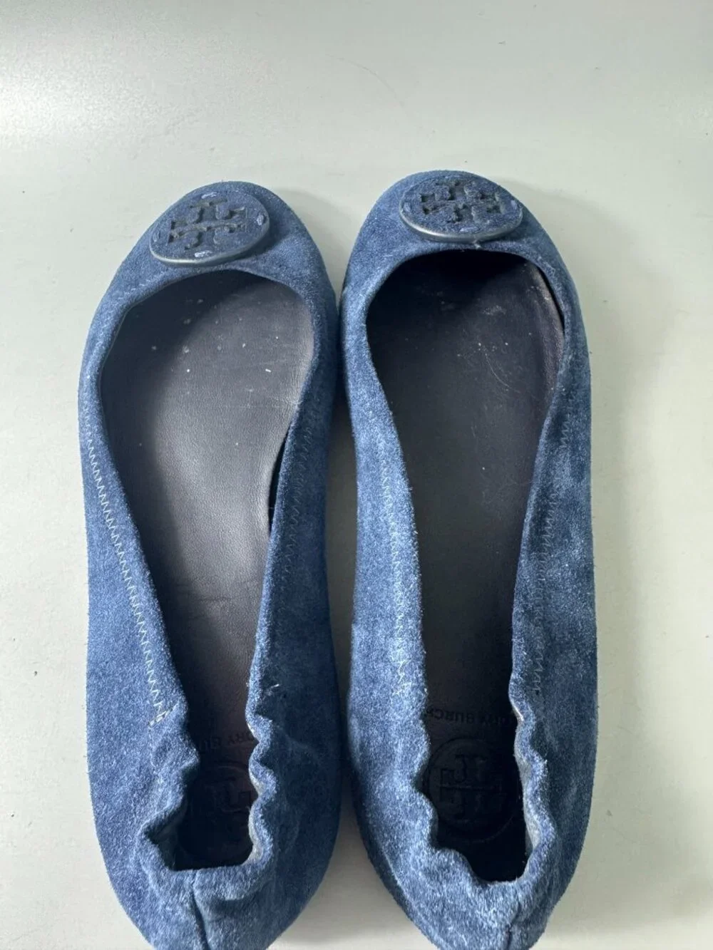Tory Burch Navy Blue Suede Flats, Size 9 M